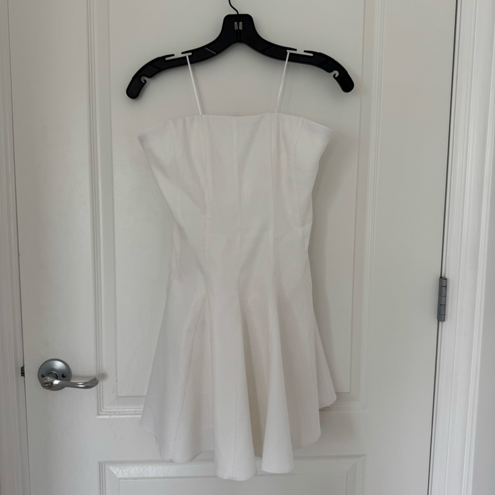 Milly Cameron Solid Linen Strapless Dress White Size 2 - Picture 7 of 13